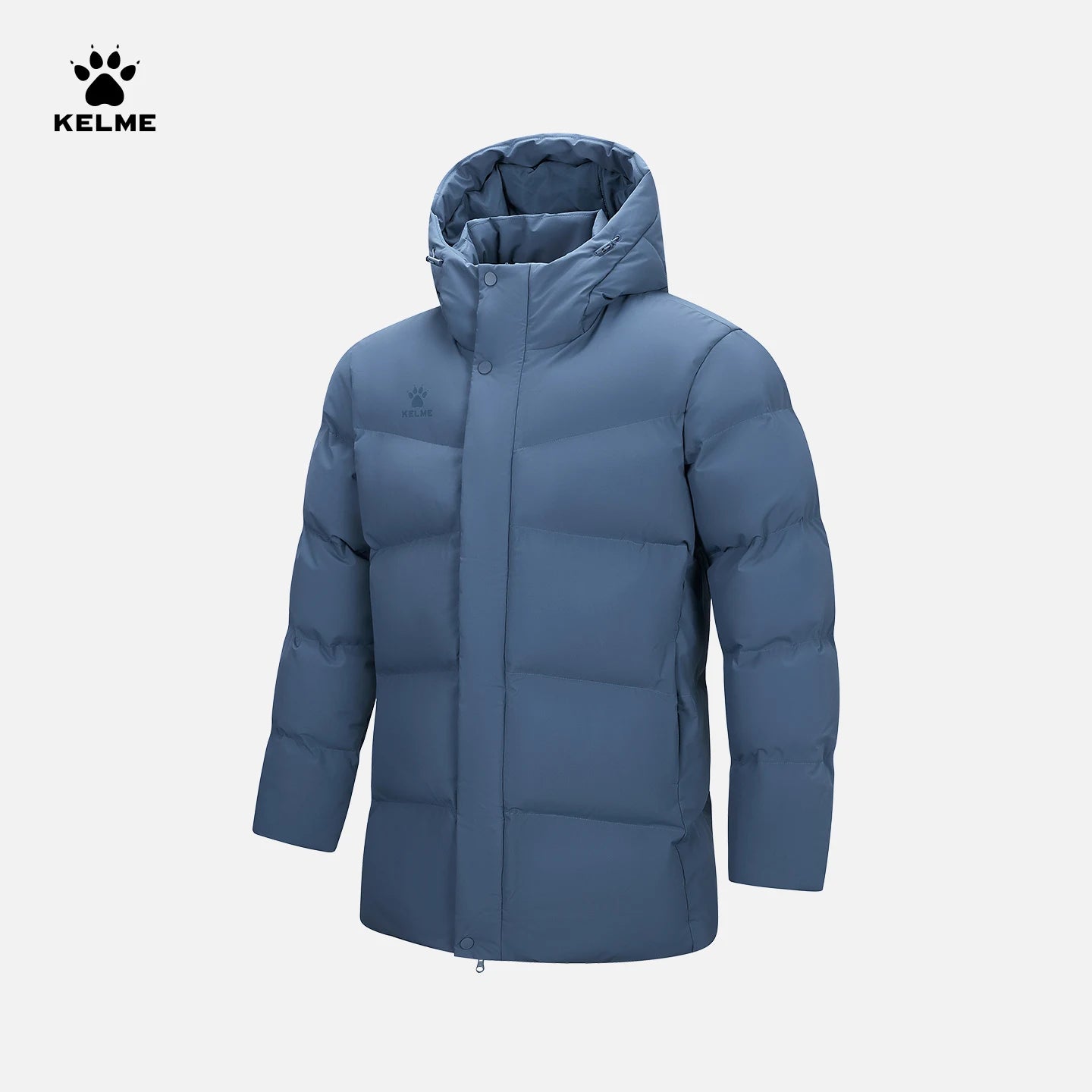 Kelme Men's Winter Windproof Training Jacket With Hooded Down-filled Insulation Outdoor Fleece-lined Thickened Coat