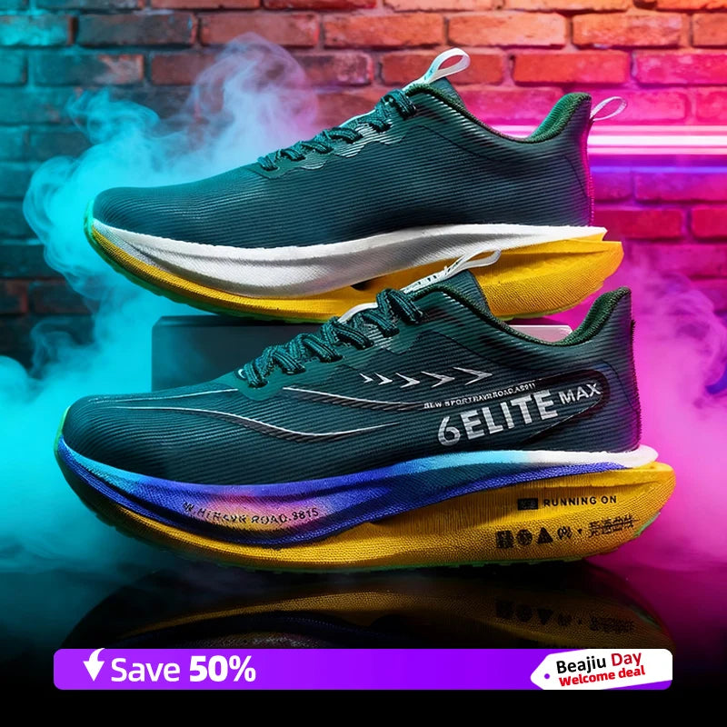 Men Running Shoes Carbon Plate Marathon Speciality Sports Breathable Lightweight Women's Comfortable Nonskid Leisure Sneakers