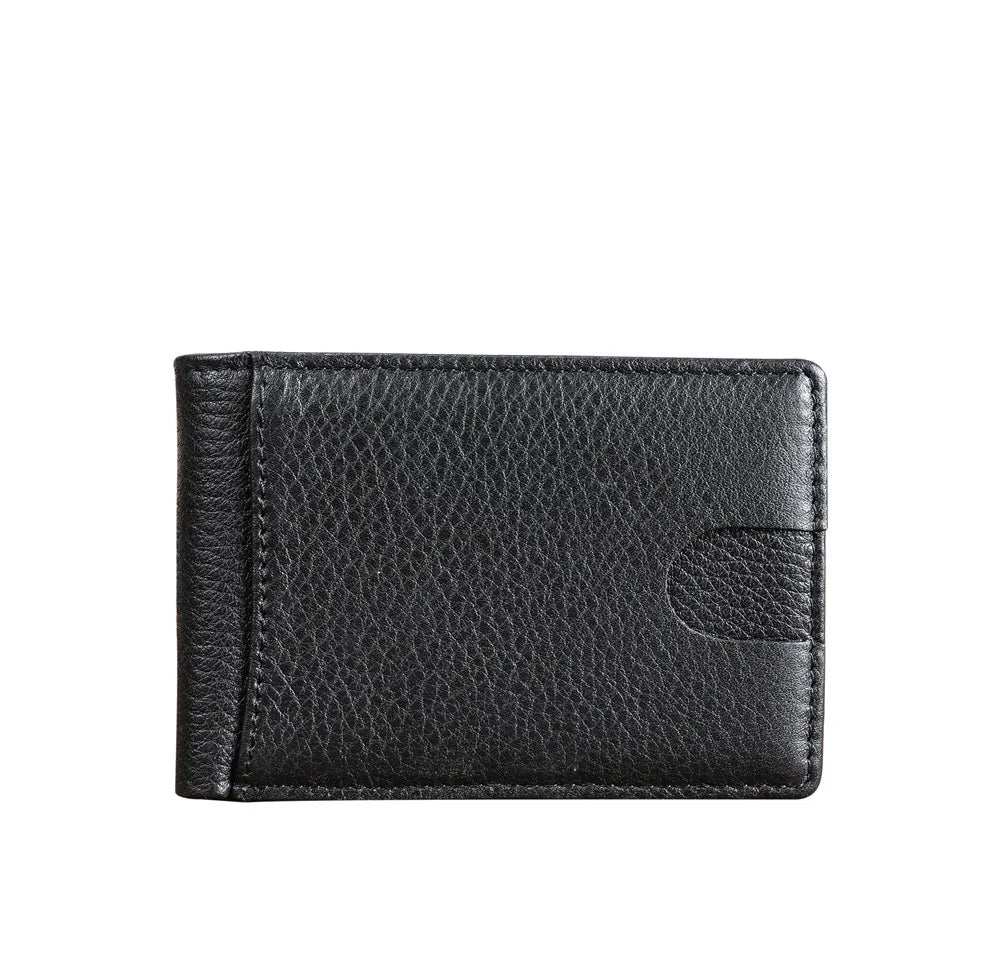 Crazy Horse Leather Men Wallets Retro Handmade Small Purse Top Cow Leather US Dollar Money Clip Bag Minimalist Wallet Portomonee