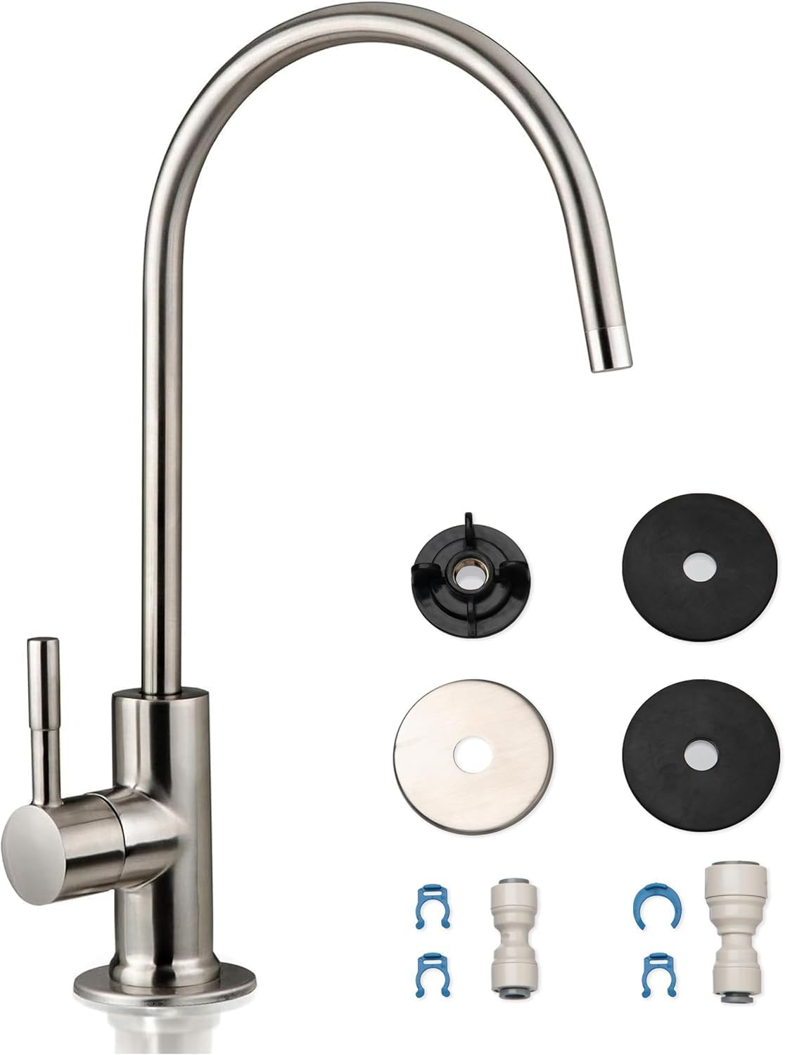GA1-BN Drinking Water RO Faucet for Kitchen Sink, Heavy-Duty Lead-Free Reverse Osmosis Faucet for RO Water Filtration System, Non-Air Gap 100% Stainless Steel RO Faucet, Brushed Nickel Finish