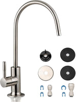 GA1-BN Drinking Water RO Faucet for Kitchen Sink, Heavy-Duty Lead-Free Reverse Osmosis Faucet for RO Water Filtration System, Non-Air Gap 100% Stainless Steel RO Faucet, Brushed Nickel Finish
