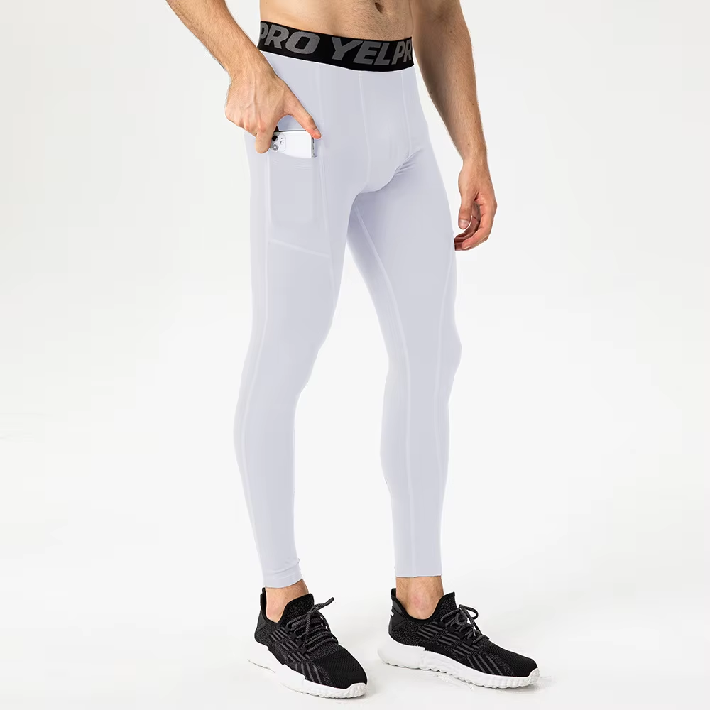 Men's Compression Running Tights - Elastic Fitness Pants for Basketball and Gym Workouts