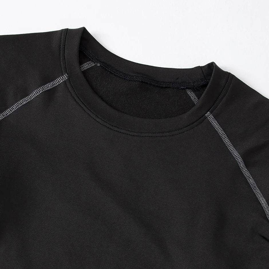 2/4 Pcs Autumn/Winter Men's Black Long sleeved Pants Underwear Set Youth Fitness Running Base Sports Shirt Casual Stretch Pants