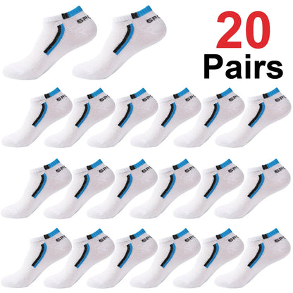 Men's Anti-Slip Boat Socks-5Pair Block Print Ankle Socks for Business & Sports, Breathable Sweat Resistant Anti-odor Comfortable