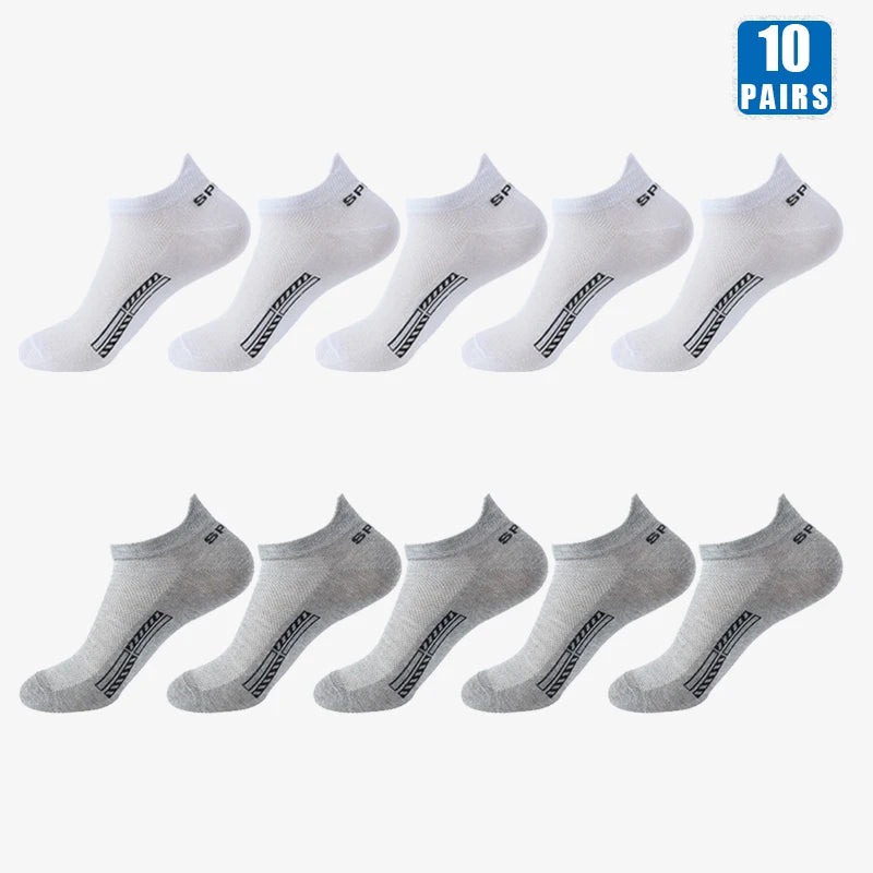 5/10 Pairs Cotton Men's Short Socks Crew Ankle Breathable Mesh Sports Casual Women Summer Low-Cut Thin Sock for Male