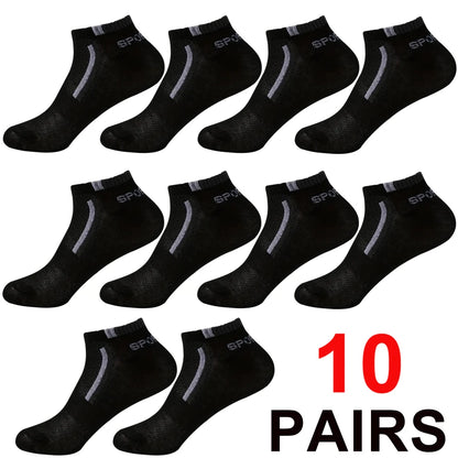 Men's Anti-Slip Boat Socks-5Pair Block Print Ankle Socks for Business & Sports, Breathable Sweat Resistant Anti-odor Comfortable