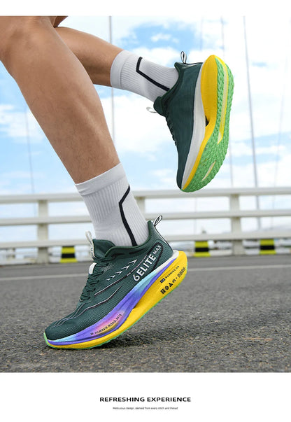 Men Running Shoes Carbon Plate Marathon Speciality Sports Breathable Lightweight Women's Comfortable Nonskid Leisure Sneakers