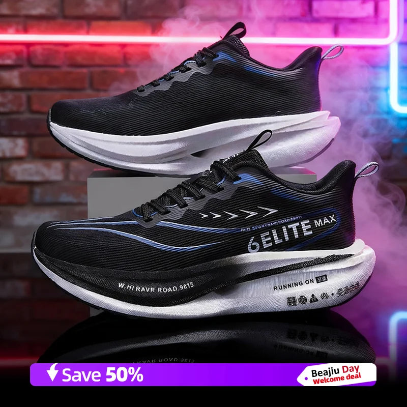 Men Running Shoes Carbon Plate Marathon Speciality Sports Breathable Lightweight Women's Comfortable Nonskid Leisure Sneakers