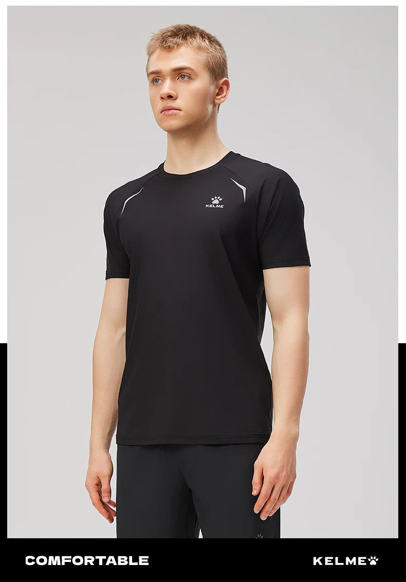 Kelme Men's Sports Tops Quick-drying Fitness Clothes Outdoor Running Breathable Short-sleeved Soccer Basketball T-shirt