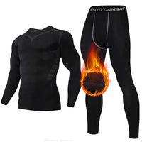 New Winter Warm Men Fleece Thermal Undershirts Long Johns Underwear Set Compression Tights Fitness Sports Tracksuit Set Shirt