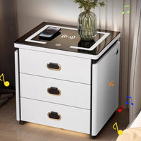 Solid Wood Smart Nightstands Minimalist Bedside Table Wireless Charging Station High-End Bedroom Furniture with Hidden Storage