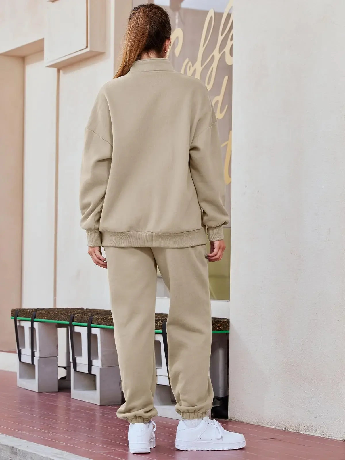 Hot Sale Of The Season Pure Color Casual Sportswear Hoodie Pants Women's Set No Pocket Cross-Border Independent Station Polyeste