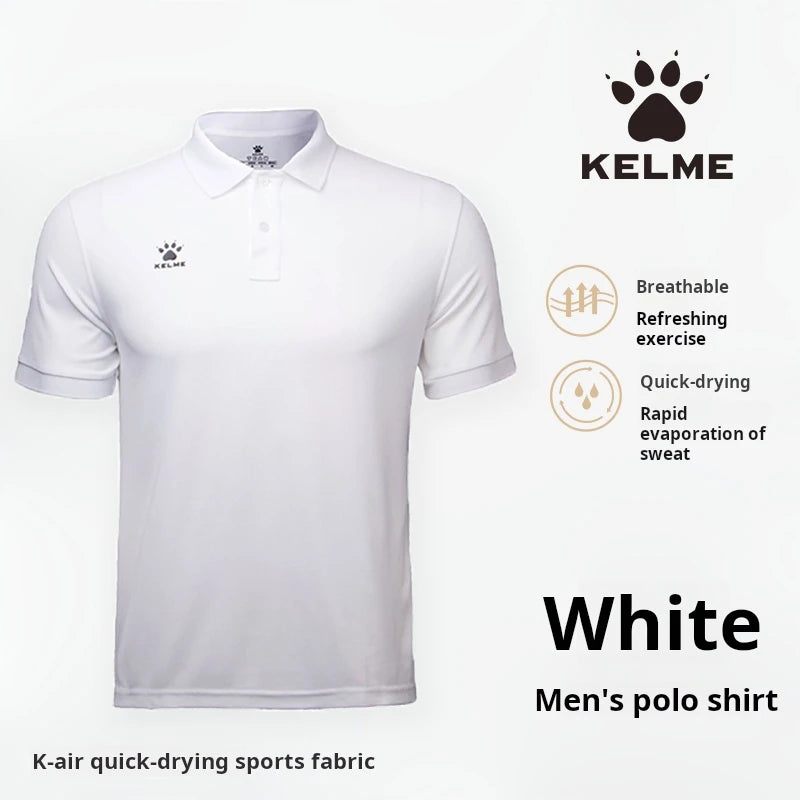 Kelme Polo Shirt Men Summer Quick Drying Short Sleeve T-shirt Club Training Football Uniforms Custom Culture Shirt
