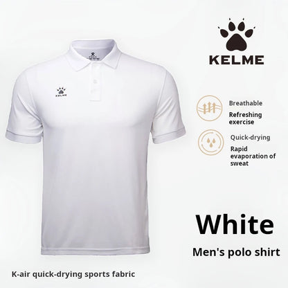Kelme Polo Shirt Men Summer Quick Drying Short Sleeve T-shirt Club Training Football Uniforms Custom Culture Shirt