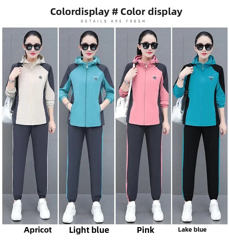 Fall Hot Sale Of The Season Women's Hooded Jacket Outdoor Sports Casual Loose Fit Windproof Large Size Two-Piece Set New Arrival