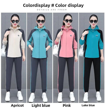 Fall Hot Sale Of The Season Women's Hooded Jacket Outdoor Sports Casual Loose Fit Windproof Large Size Two-Piece Set New Arrival