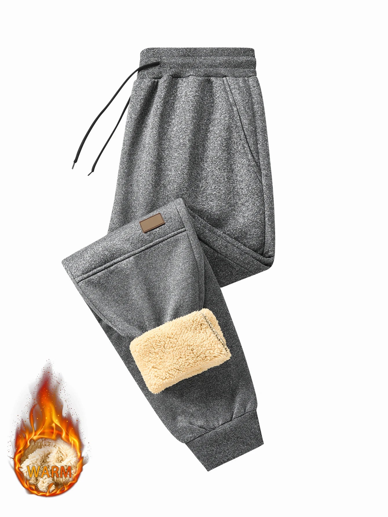 Pants for men in autumn and winter, thickened with fleece for outerwear, casual pants, warm lamb wool sports sweatpants