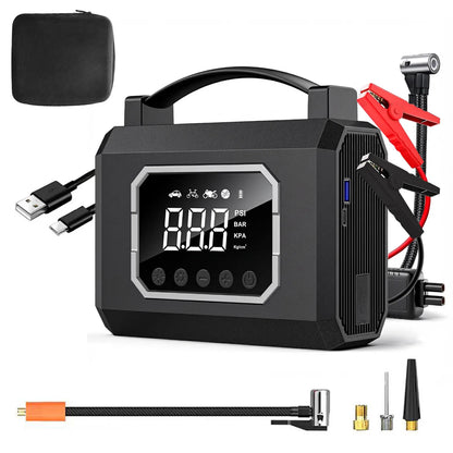 6000mAh 160PSI Air Compressor Tire Inflator Jump Starter Air Compressor 12V Car Jump Starter Engine Air Pump Inflatable Pump