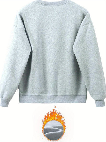 Women's Autumn/Winter Hip Hop Casual Street Fashion Heart Pattern Printed Round Neck Sweatshirt+Sweatpants Warm Set