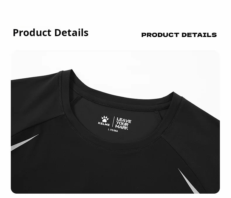 Kelme Men's Sports Tops Quick-drying Fitness Clothes Outdoor Running Breathable Short-sleeved Soccer Basketball T-shirt