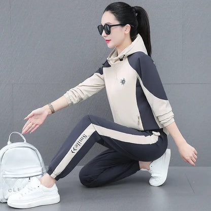 Fall Hot Sale Of The Season Women's Hooded Jacket Outdoor Sports Casual Loose Fit Windproof Large Size Two-Piece Set New Arrival