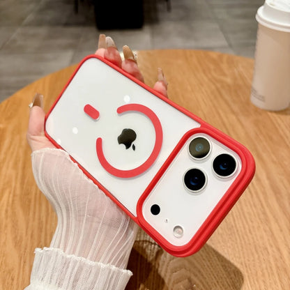 Armor for Magsafe Case for iPhone 17 Air 16 15 14 Pro Max 13 12 Mini 11 X XS MAX XR 7 8 Plus Soft+Hard Acrylic Transparent Cover