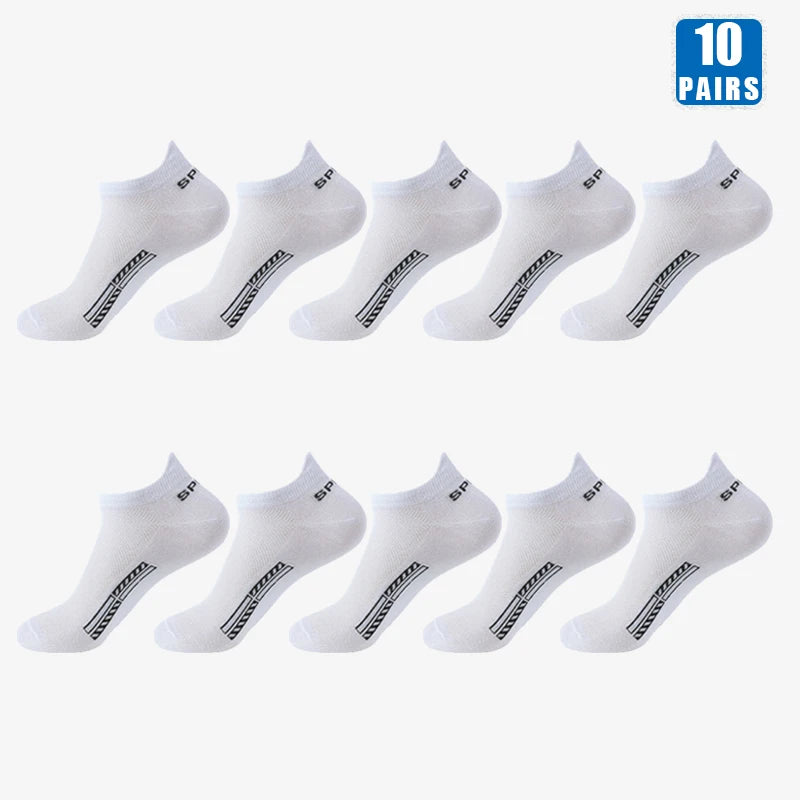5/10 Pairs Cotton Men's Short Socks Crew Ankle Breathable Mesh Sports Casual Women Summer Low-Cut Thin Sock for Male