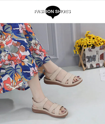 Fashion Women Summer Hook Loop Casual Open Toe Wedges Soft Bottom Breathable Shoes Sandals Sparkly Sandals for Women Size 11