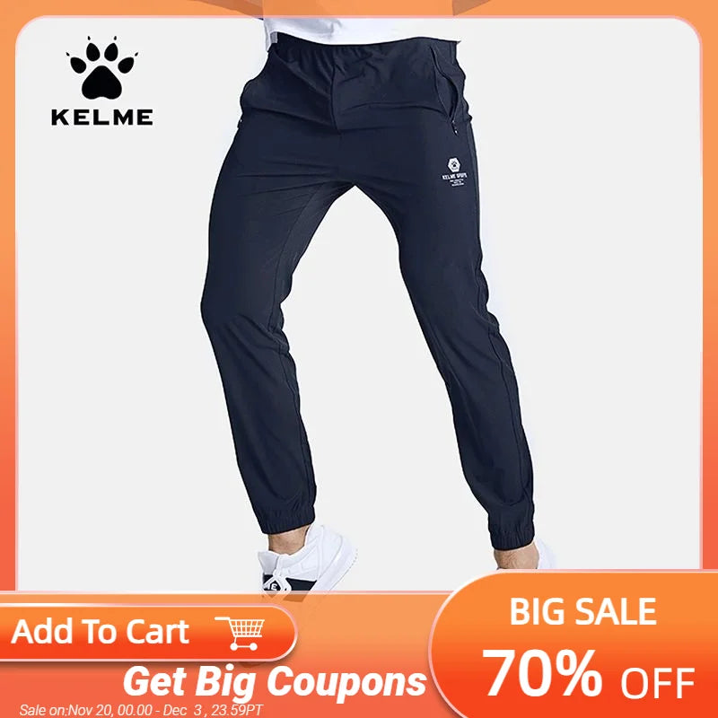 KELME Running Pants Men Sweatpants Sports Joggers Quick Drying Breathable Sportswear Training Summer Trousers Tracksuit 3991532
