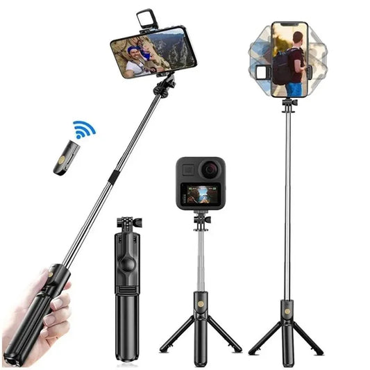 Roreta Wireless Tripod Stand Selfie Stick with Light Bluetooth Remote Control Extendable for iPhone Cellphone Tiktok Live Stream