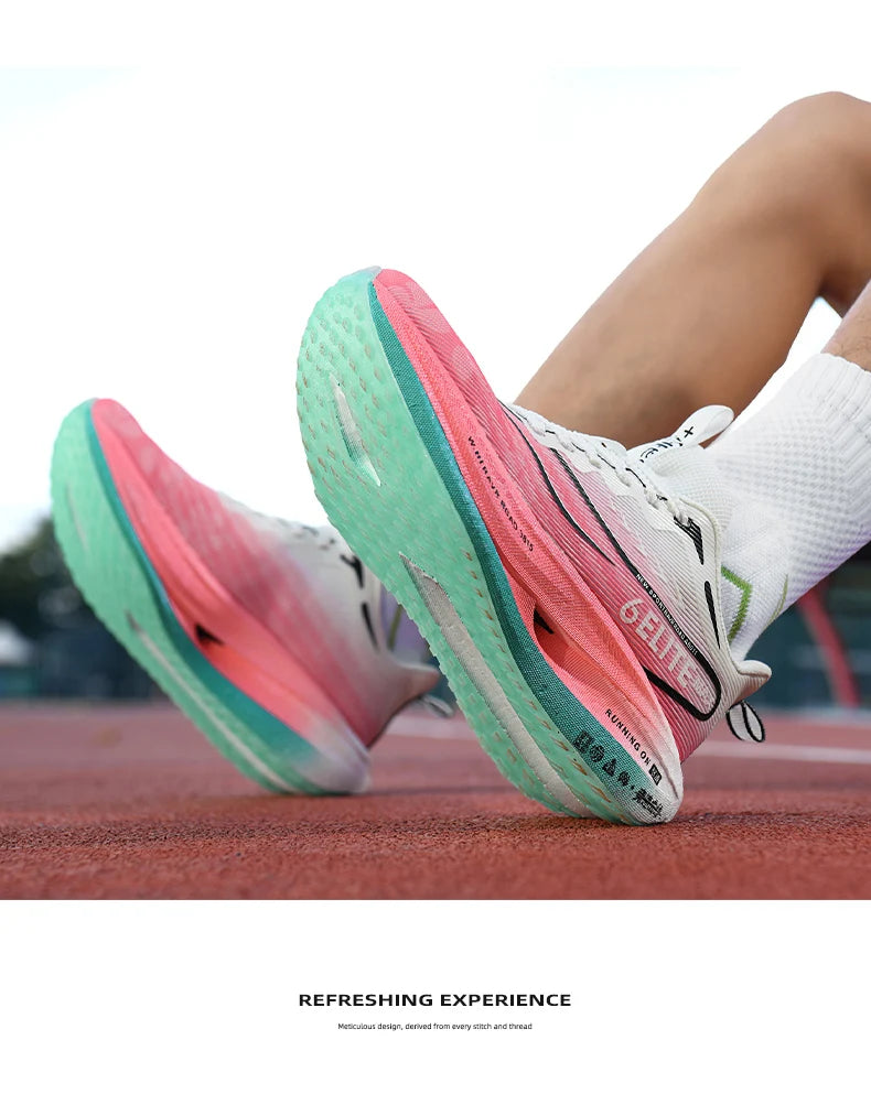 Men Running Shoes Carbon Plate Marathon Speciality Sports Breathable Lightweight Women's Comfortable Nonskid Leisure Sneakers