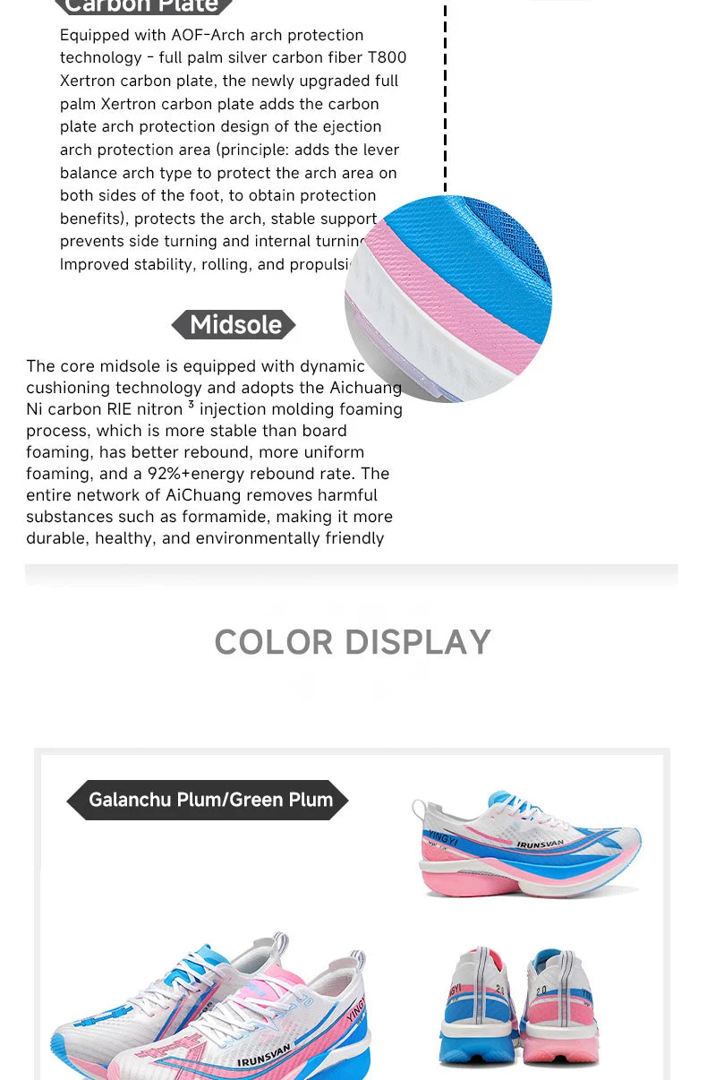 IRUNSVAN  Shadow Wing 2.0 Professional Training Racing Running Lightweight Carbon Plate Men Cushioning Shock