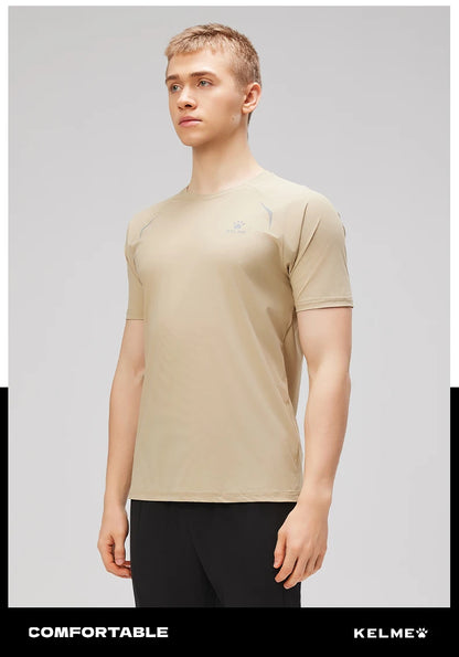 Kelme Men's Sports Tops Quick-drying Fitness Clothes Outdoor Running Breathable Short-sleeved Soccer Basketball T-shirt