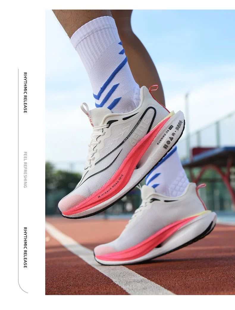 Men Running Shoes Carbon Plate Marathon Speciality Sports Breathable Lightweight Women's Comfortable Nonskid Leisure Sneakers