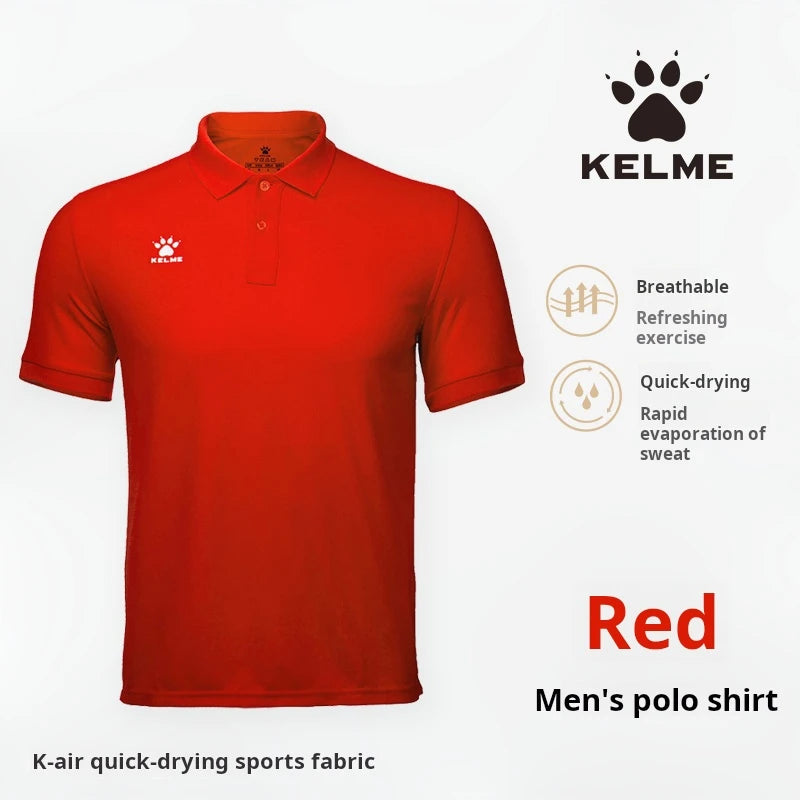 Kelme Polo Shirt Men Summer Quick Drying Short Sleeve T-shirt Club Training Football Uniforms Custom Culture Shirt