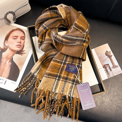 2025 New Wool Women Scarf Luxury Cashmere Winter Blanket Wraps Casual Plaid Print Pashmina Bufanda Travel Poncho Stoles Echarpe