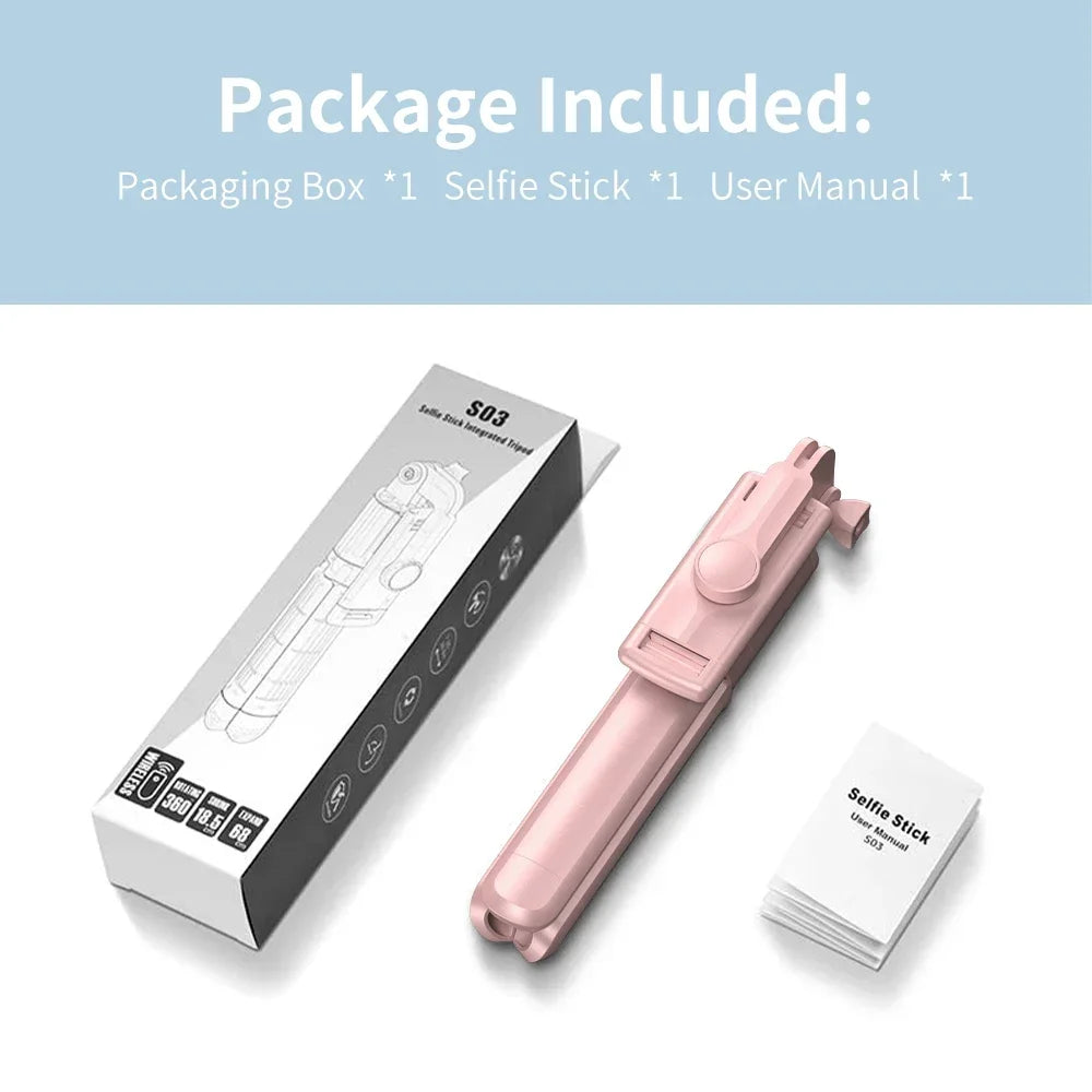 Wireless Selfie Stick Tripod with Detachable Remote for iPhone TikTok Live Streaming