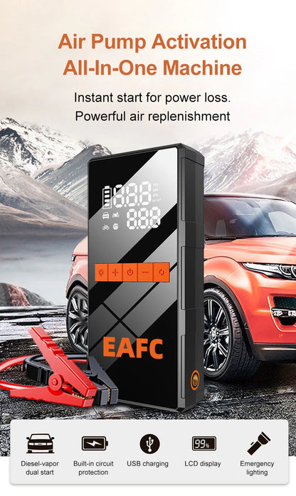 1200A Car Jump Starter 150PSI Tire Inflator 4 In 1 Multifunctional Automotive Emergency Power Bank Air Pump with Tire repair kit