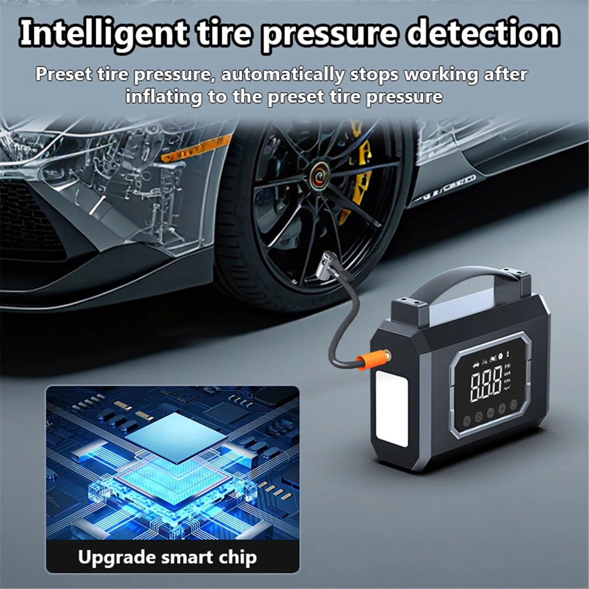 6000mAh 160PSI Air Compressor Tire Inflator Jump Starter Air Compressor 12V Car Jump Starter Engine Air Pump Inflatable Pump