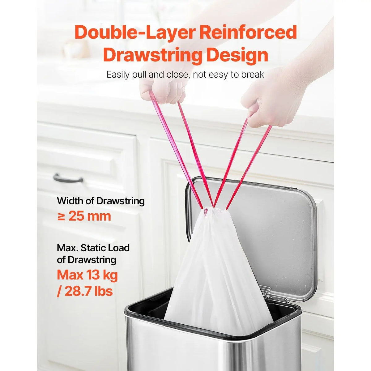 13-Gallon Drawstring Trash Bags 110 Count Extra Thick Fresh Scent Kitchen Garbage Bags for Home Kitchen Office Camping (White)