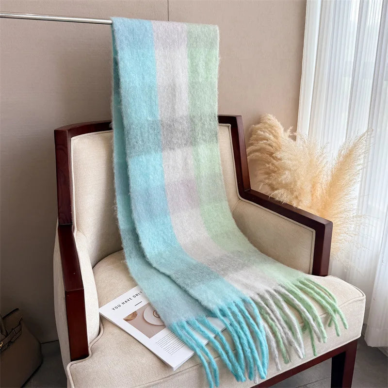 2025 NEW Luxury Cashmere Women Plaid Scarf Winter Warm Shawl and Wrap Bandana Pashmina Long Tassel Female Foulard Thick Blanket