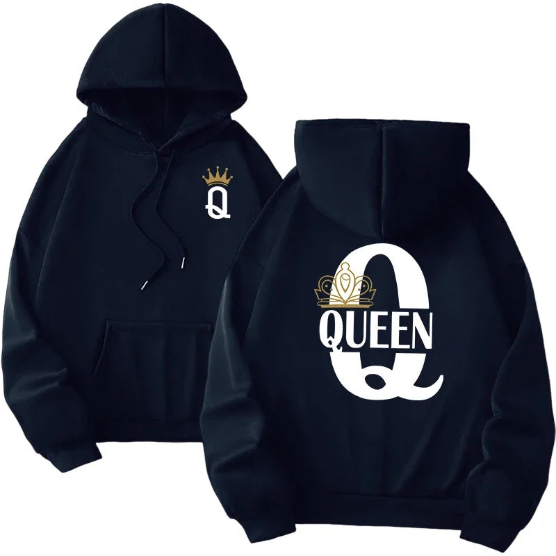 Hot Sales Mens Womens Hoodies King Queen Printing Sweatshirts Versatile Casual Couple's Clothing Daily Pullover Fall Winter Y2k