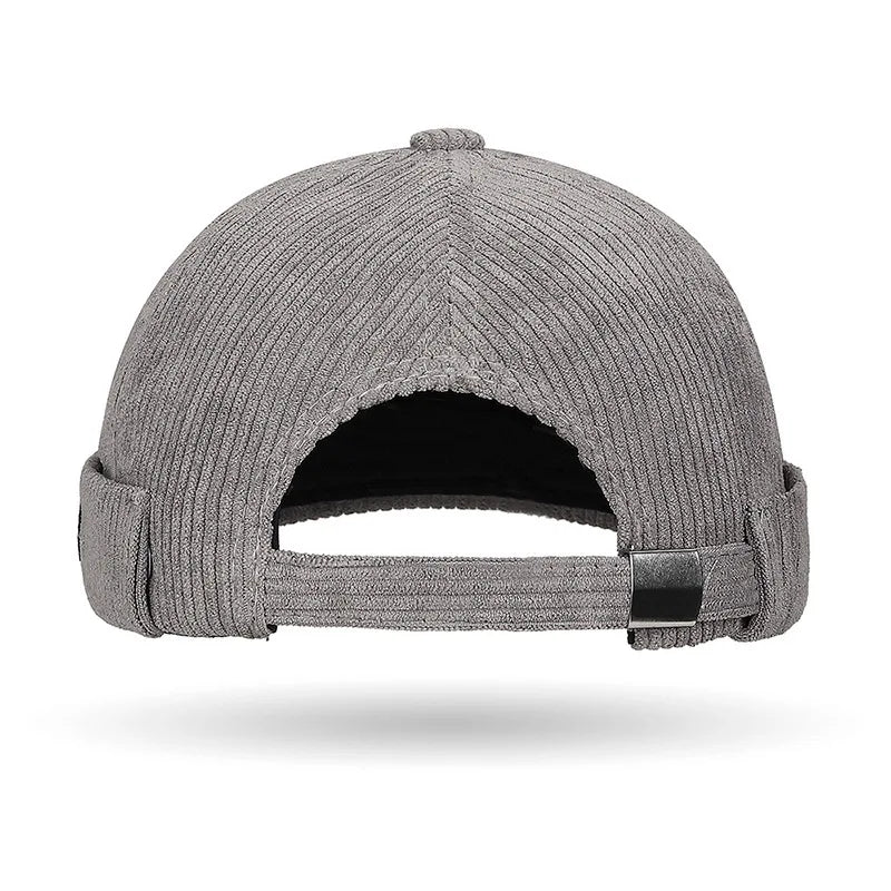 Autumn and winter corduroy brimless casual hat, personalized yuppie hat, men's and women's striped velvet melon skin hat