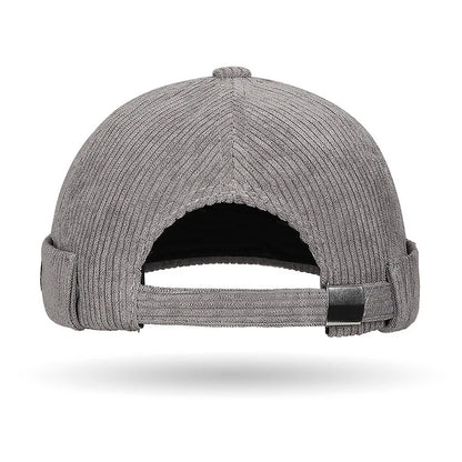 Autumn and winter corduroy brimless casual hat, personalized yuppie hat, men's and women's striped velvet melon skin hat