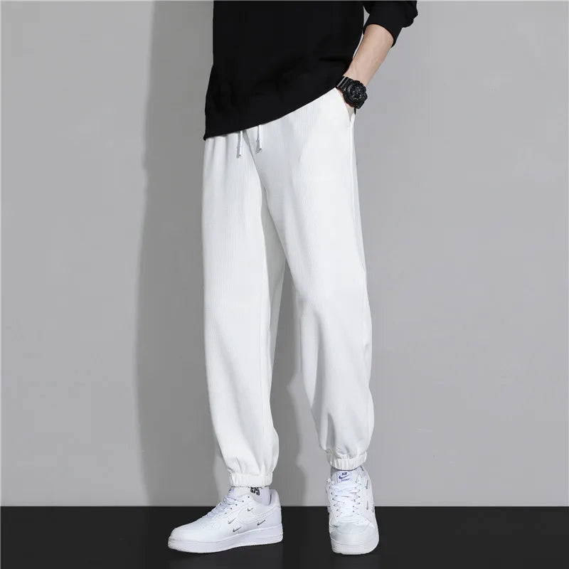 2021 Spring Autumn Joggers Men Jogging Sweatpants Sportswear Knit Tracksuit Sports Pants Trousers Oversize Wide Leg Clothing