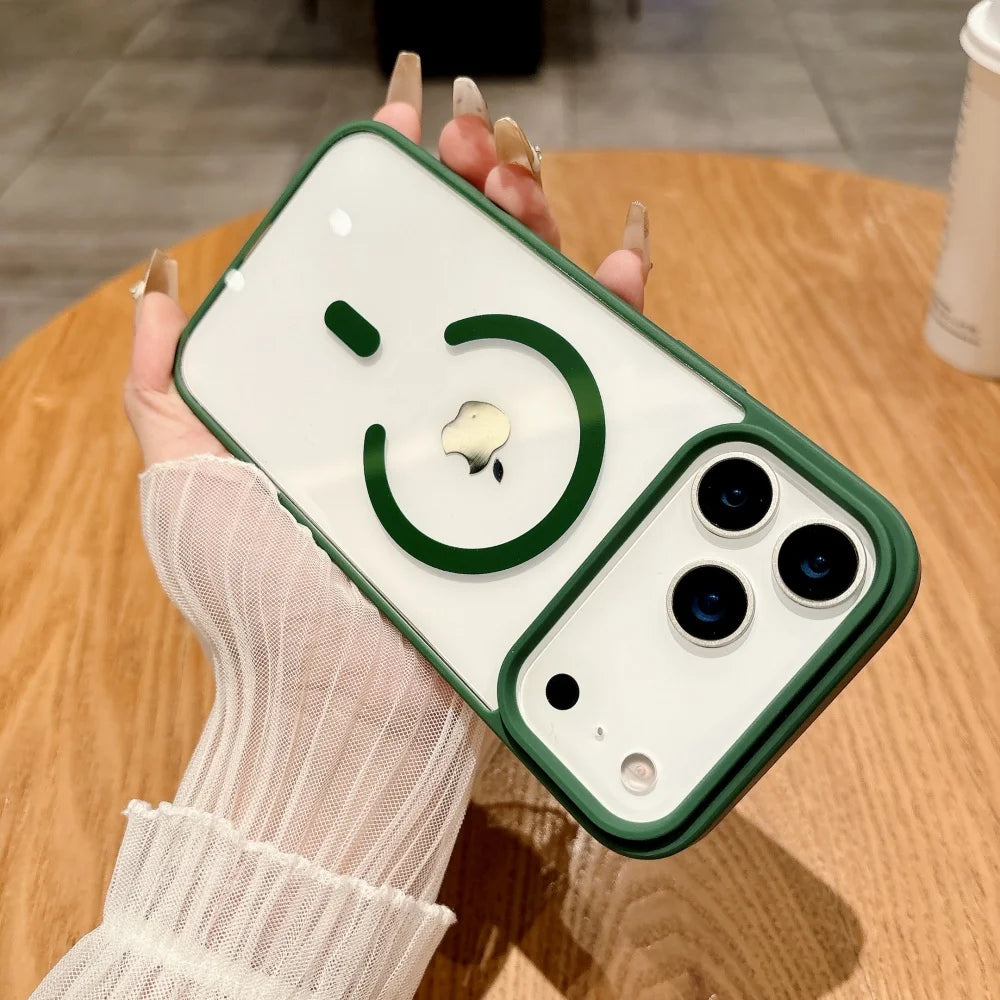 Armor for Magsafe Case for iPhone 17 Air 16 15 14 Pro Max 13 12 Mini 11 X XS MAX XR 7 8 Plus Soft+Hard Acrylic Transparent Cover