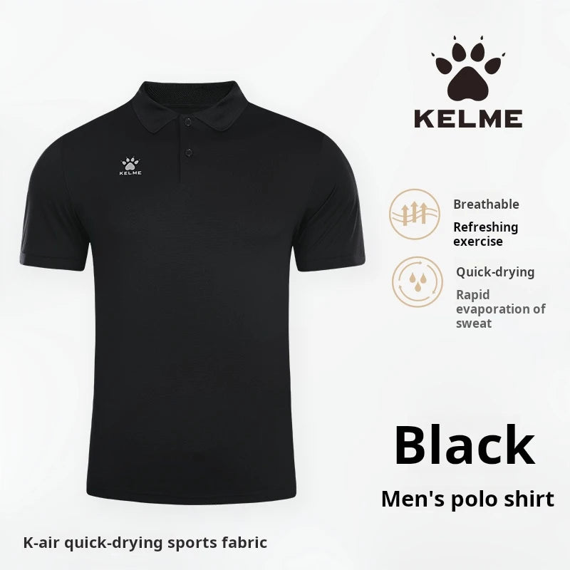 Kelme Polo Shirt Men Summer Quick Drying Short Sleeve T-shirt Club Training Football Uniforms Custom Culture Shirt