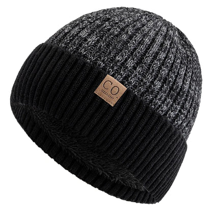 New Unisex Two-Tone Winter Hats Add Fur Lined Men And Women Fashion Warm Beanie Cap Casual Winter Knitted Hats