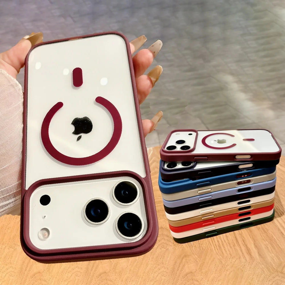 Armor for Magsafe Case for iPhone 17 Air 16 15 14 Pro Max 13 12 Mini 11 X XS MAX XR 7 8 Plus Soft+Hard Acrylic Transparent Cover