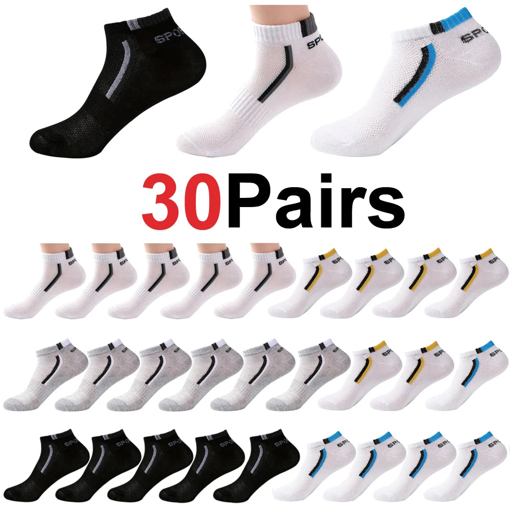 Men's Anti-Slip Boat Socks-5Pair Block Print Ankle Socks for Business & Sports, Breathable Sweat Resistant Anti-odor Comfortable